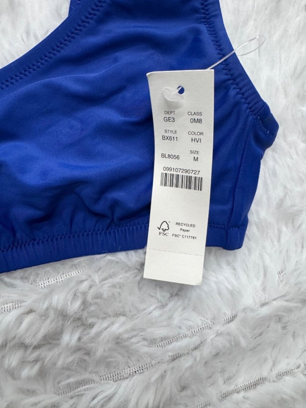 J.Crew Blue Bikini Top Adjustable Back Lined Heritage Scoop Neck Bikini Top Med - Picture 4 of 13